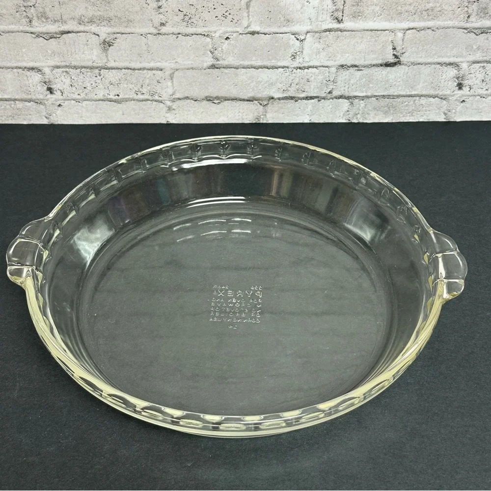 Pyrex Scalloped Edges Corning NY USA 10in Pie Clear Deep Dish Ovenware #229 VTG